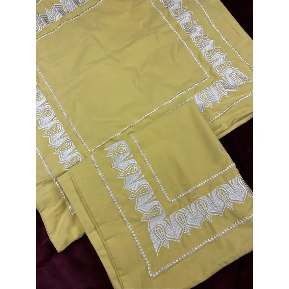 Echo Yellow Chartreuse Embroidered Euro Sham Pillow Cover 26x26 Hidden Zipper